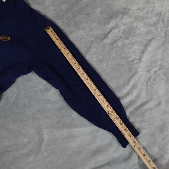 Vintage Japan Open Golf Championship V Neck Sweater Womens L Wool Preppy Blue - Picture 8 of 8
